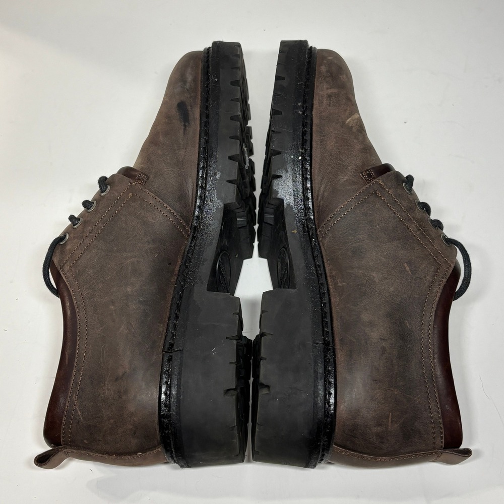 Johnston & Murphy Derby Shoes Mens 11.5 Brown Leather Lug Sole Made in Italy - Picture 4 of 9